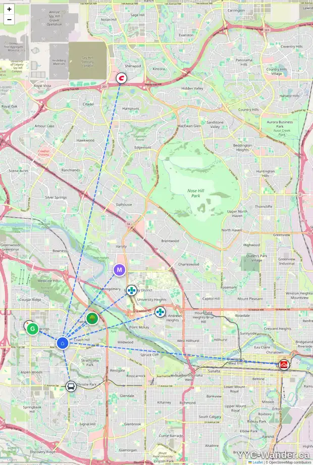 Daily accessibility map for 292 WEST GROVE PT SW, Calgary showing nearby schools, grocery stores, parks, LRT stations and nearby amenities