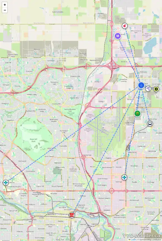Daily accessibility map for 4211 302 SKYVIEW RANCH DR NE, Calgary showing nearby schools, grocery stores, parks, LRT stations and nearby amenities