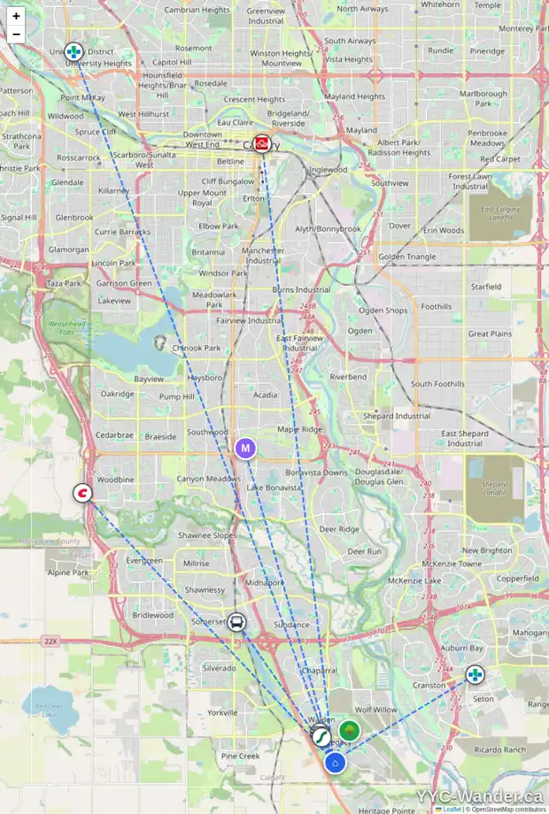 Daily accessibility map for 404 LEGACY PT SE, Calgary showing nearby schools, grocery stores, parks, LRT stations and nearby amenities