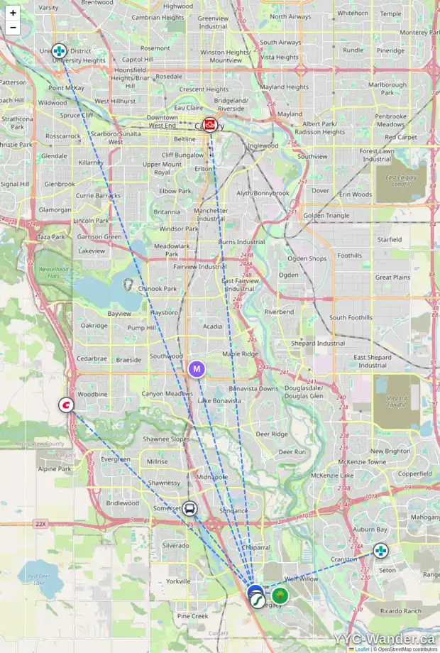 Daily accessibility map for 55 WALDEN PH SE, Calgary showing nearby schools, grocery stores, parks, LRT stations and nearby amenities