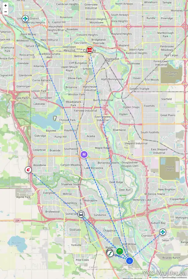 Daily accessibility map for 47 LEGACY GLEN WY SE, Calgary showing nearby schools, grocery stores, parks, LRT stations and nearby amenities