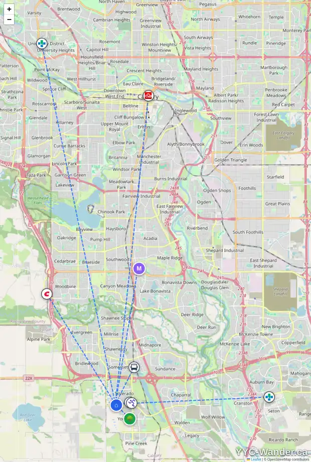 Daily accessibility map for 201 SILVERADO PLAINS PA SW, Calgary showing nearby schools, grocery stores, parks, LRT stations and nearby amenities