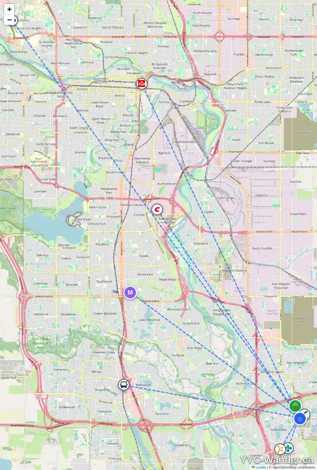 Daily accessibility map for 342 25 AUBURN MEADOWS AV SE, Calgary showing nearby schools, grocery stores, parks, LRT stations and nearby amenities