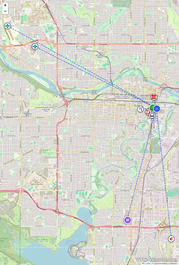 Daily accessibility map for 2501 1188 3 ST SE, Calgary showing nearby schools, grocery stores, parks, LRT stations and nearby amenities