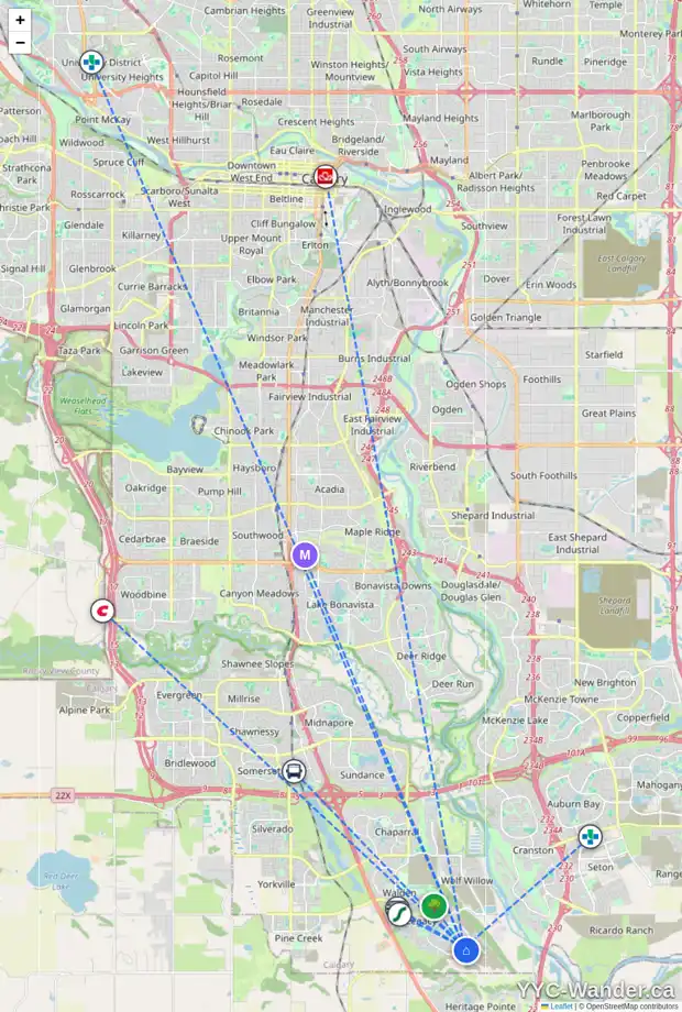 Daily accessibility map for 158 LEGACY GLEN WY SE, Calgary showing nearby schools, grocery stores, parks, LRT stations and nearby amenities