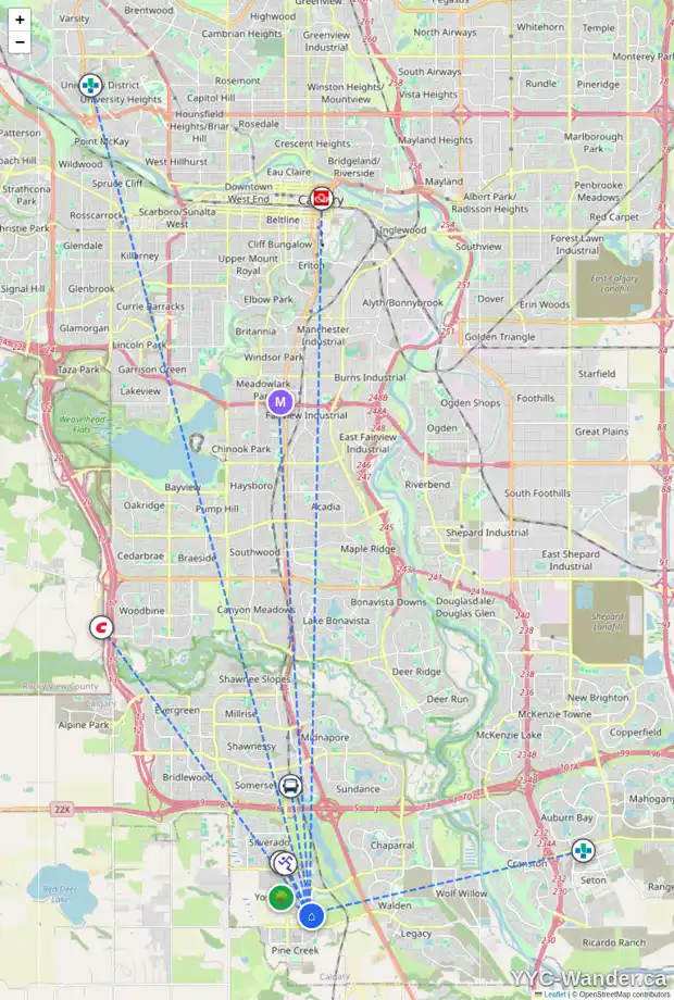 Daily accessibility map for 26 BELMONT GD SW, Calgary showing nearby schools, grocery stores, parks, LRT stations and nearby amenities