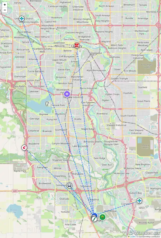 Daily accessibility map for 61 WALDEN CM SE, Calgary showing nearby schools, grocery stores, parks, LRT stations and nearby amenities