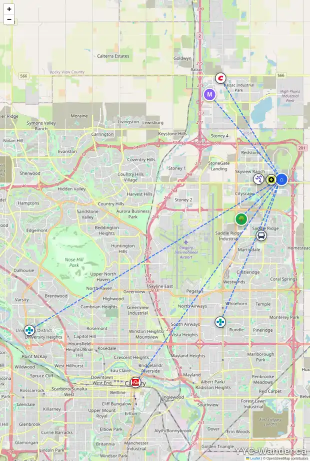 Daily accessibility map for 80 CORNERBROOK WY NE, Calgary showing nearby schools, grocery stores, parks, LRT stations and nearby amenities