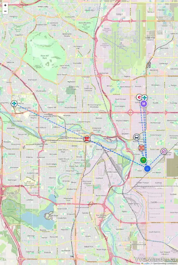 Daily accessibility map for 8 DOVER MEADOW CL SE, Calgary showing nearby schools, grocery stores, parks, LRT stations and nearby amenities
