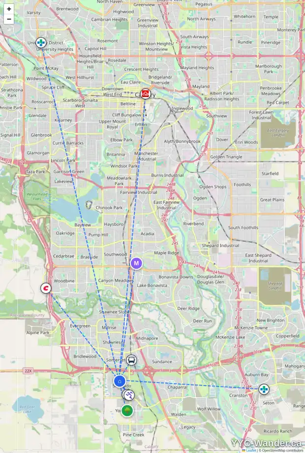 Daily accessibility map for 214 SILVERADO SKIES CM SW, Calgary showing nearby schools, grocery stores, parks, LRT stations and nearby amenities