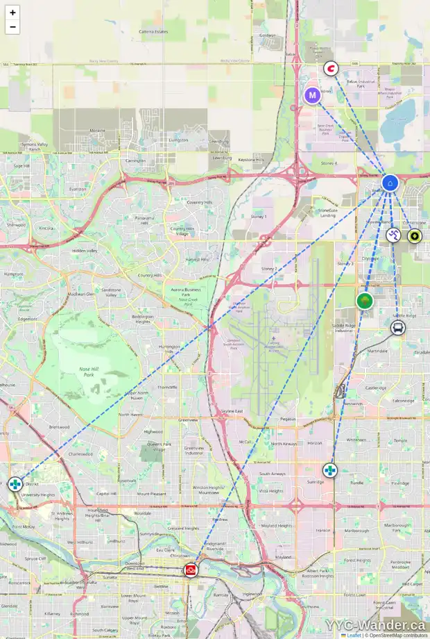 Daily accessibility map for 41 RED SKY TC NE, Calgary showing nearby schools, grocery stores, parks, LRT stations and nearby amenities