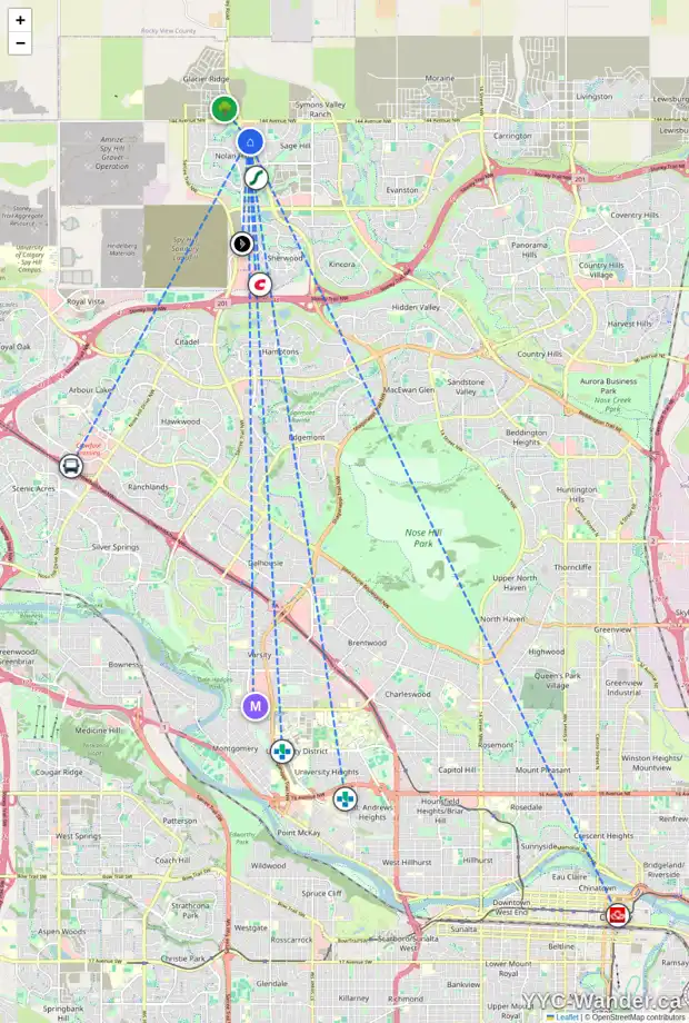 Daily accessibility map for 4211 450 SAGE VALLEY DR NW, Calgary showing nearby schools, grocery stores, parks, LRT stations and nearby amenities