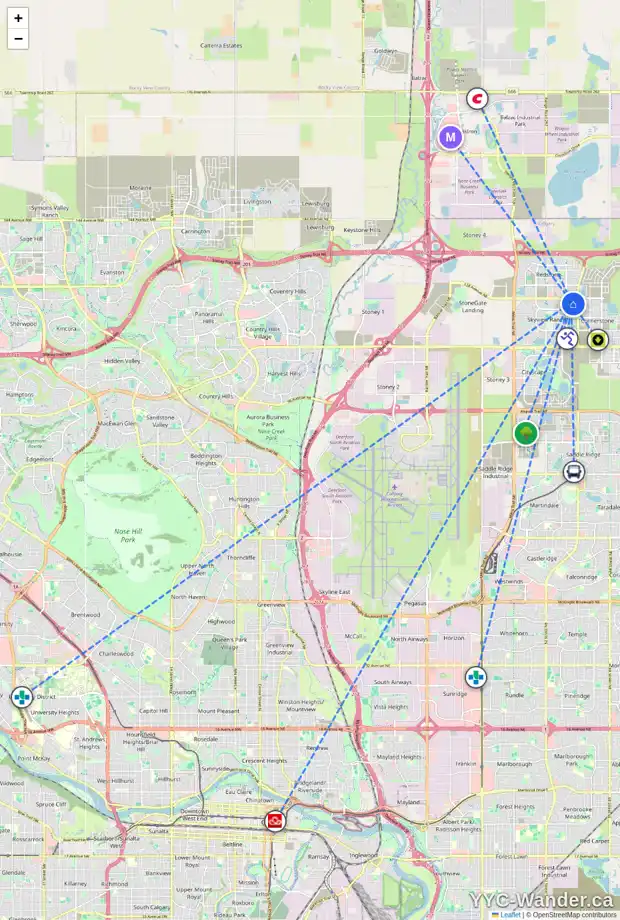 Daily accessibility map for 1413 181 SKYVIEW RANCH MR NE, Calgary showing nearby schools, grocery stores, parks, LRT stations and nearby amenities