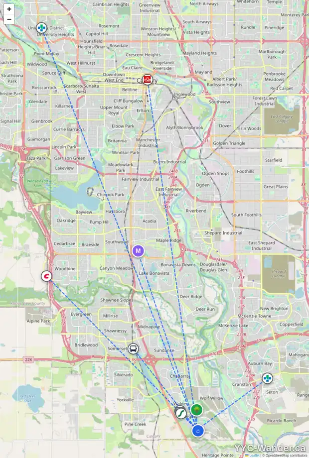 Daily accessibility map for 288 LEGACY MT SE, Calgary showing nearby schools, grocery stores, parks, LRT stations and nearby amenities