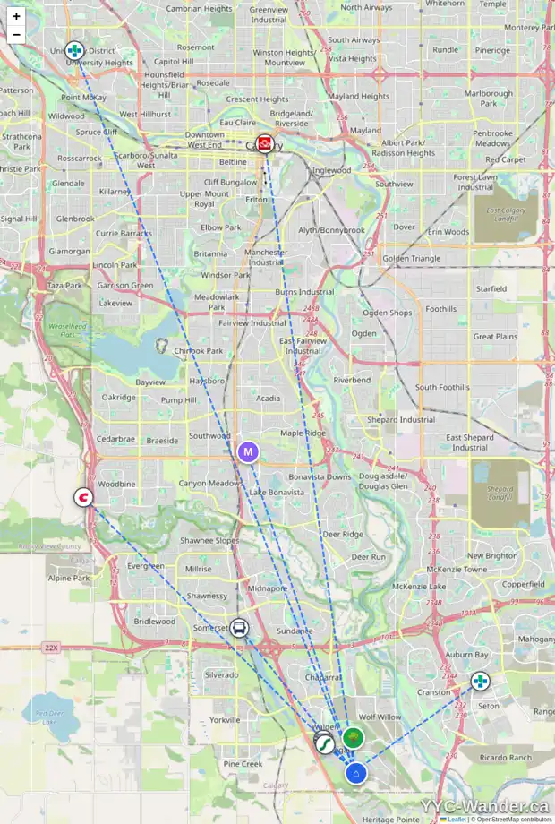 Daily accessibility map for 320 LEGACY MT SE, Calgary showing nearby schools, grocery stores, parks, LRT stations and nearby amenities