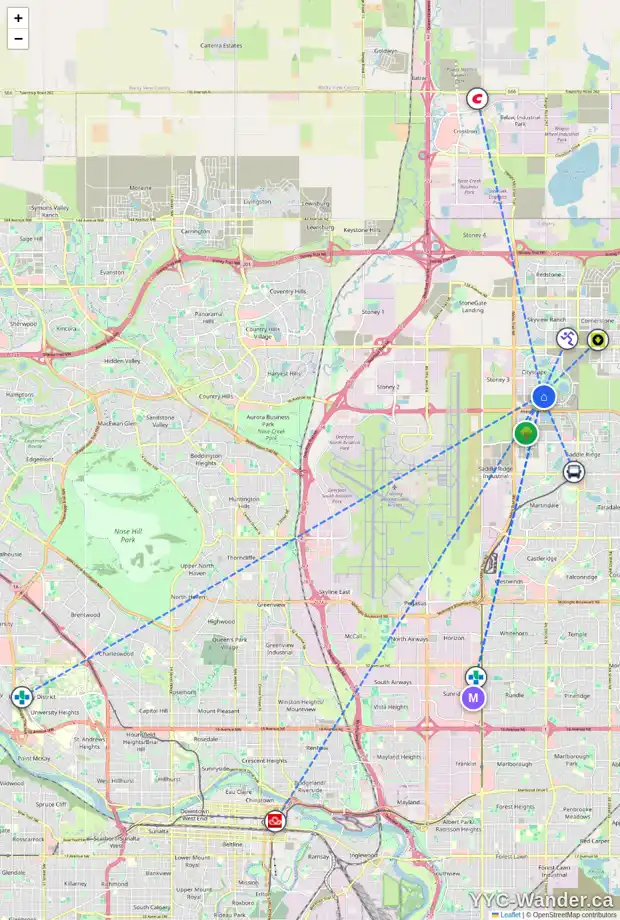 Daily accessibility map for 9 CITYSIDE VW NE, Calgary showing nearby schools, grocery stores, parks, LRT stations and nearby amenities