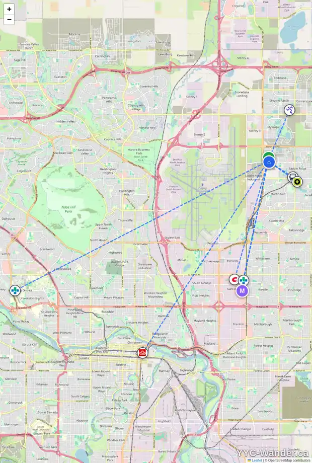 Daily accessibility map for 8923 46 ST NE, Calgary showing nearby schools, grocery stores, parks, LRT stations and nearby amenities