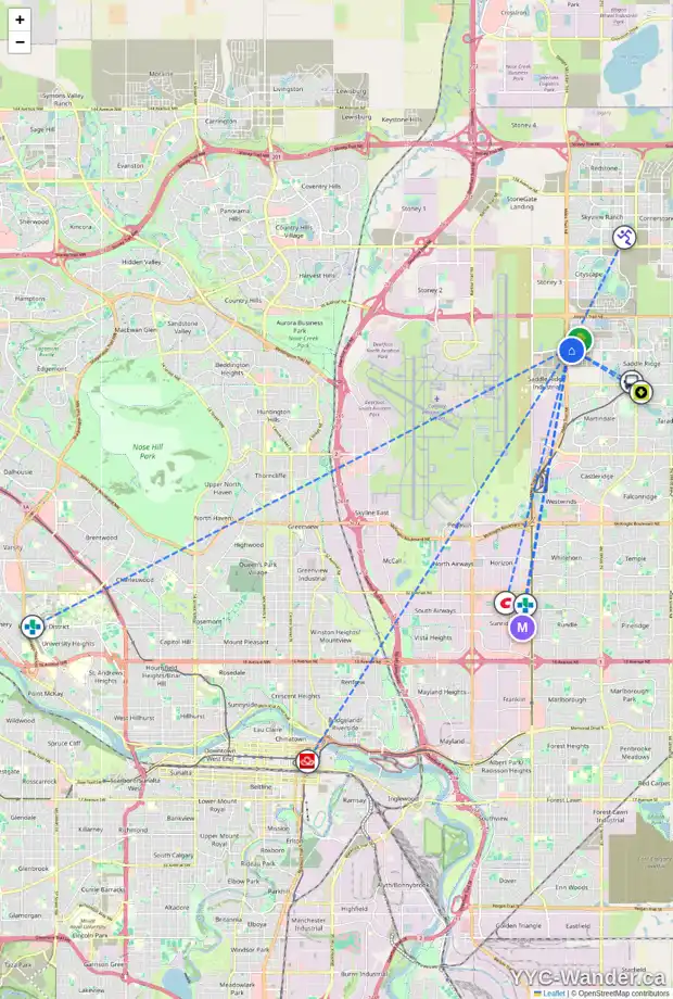 Daily accessibility map for 120 SAVANNA LN NE, Calgary showing nearby schools, grocery stores, parks, LRT stations and nearby amenities