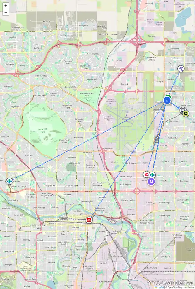 Daily accessibility map for 311 SAVANNA AV NE, Calgary showing nearby schools, grocery stores, parks, LRT stations and nearby amenities