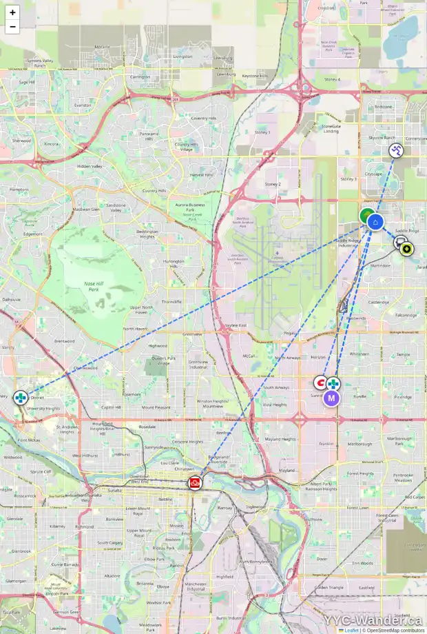 Daily accessibility map for 113 SAVANNA CL NE, Calgary showing nearby schools, grocery stores, parks, LRT stations and nearby amenities