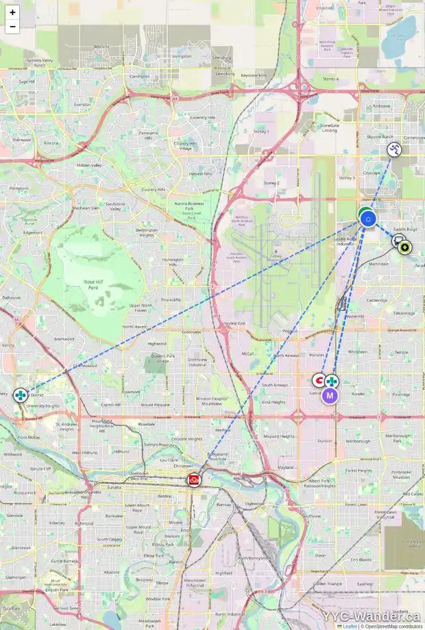 Daily accessibility map for 8964 46 ST NE, Calgary showing nearby schools, grocery stores, parks, LRT stations and nearby amenities