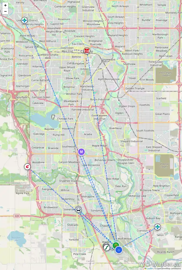 Daily accessibility map for 14 LEGACY PH SE, Calgary showing nearby schools, grocery stores, parks, LRT stations and nearby amenities