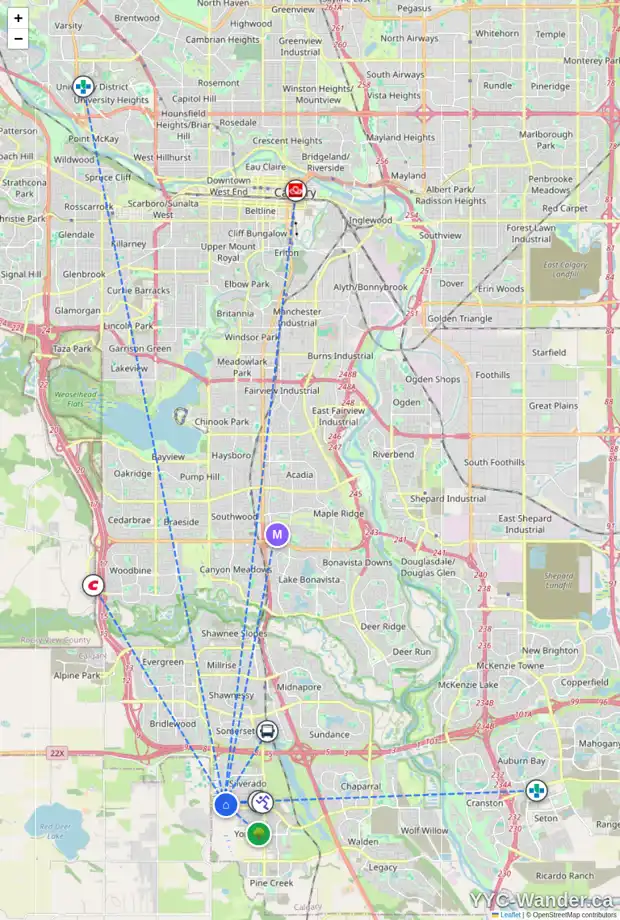 Daily accessibility map for 103 20 SILVERADO CREST PA SW, Calgary showing nearby schools, grocery stores, parks, LRT stations and nearby amenities