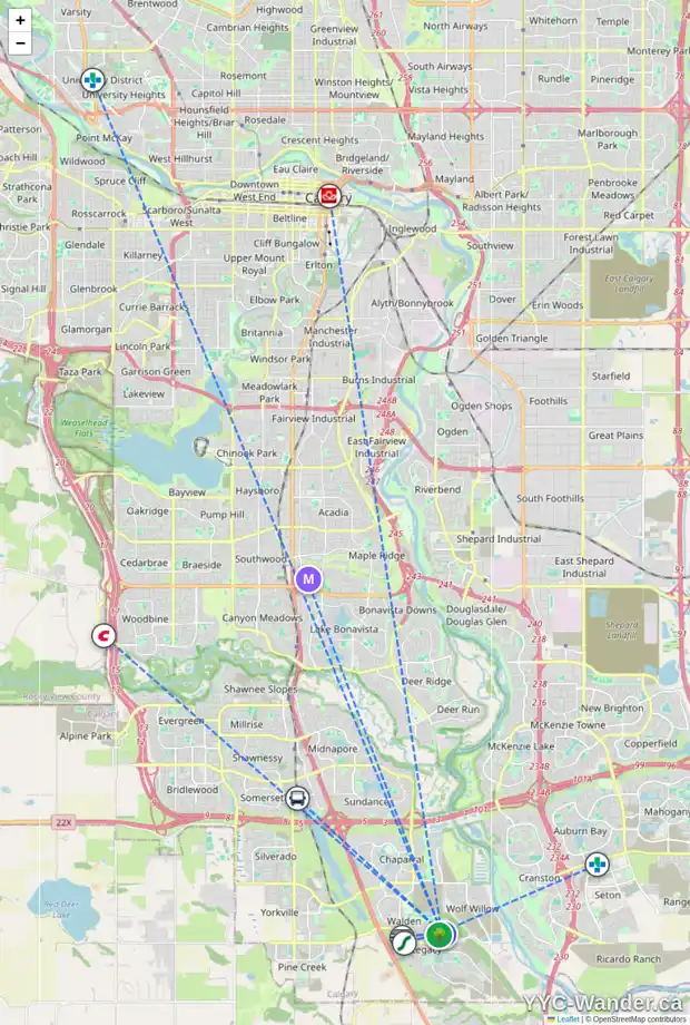 Daily accessibility map for 775 WALGROVE BV SE, Calgary showing nearby schools, grocery stores, parks, LRT stations and nearby amenities