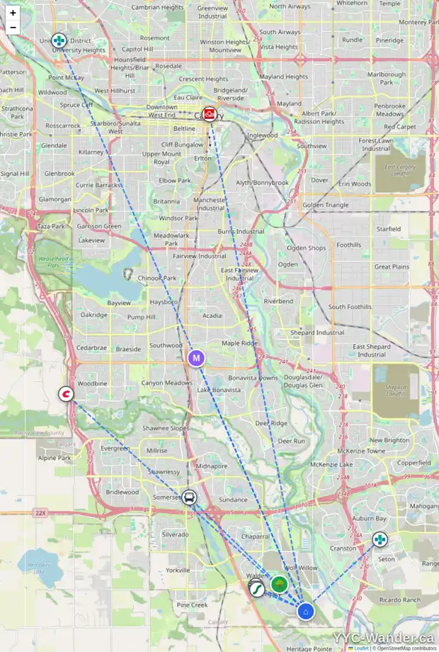 Daily accessibility map for 220 LEGACY GLEN PR SE, Calgary showing nearby schools, grocery stores, parks, LRT stations and nearby amenities