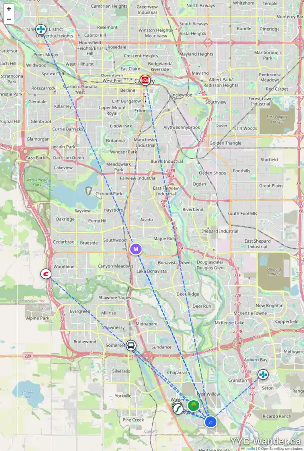 Daily accessibility map for 27 LEGACY GLEN MR SE, Calgary showing nearby schools, grocery stores, parks, LRT stations and nearby amenities