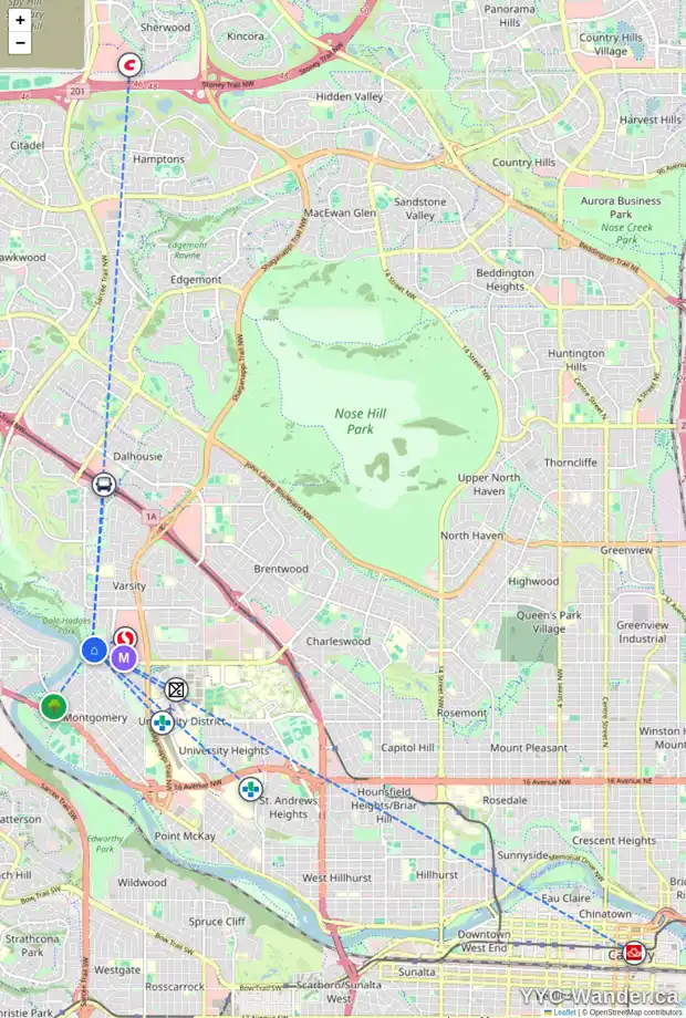 Daily accessibility map for 3363 VARNA CR NW, Calgary showing nearby schools, grocery stores, parks, LRT stations and nearby amenities