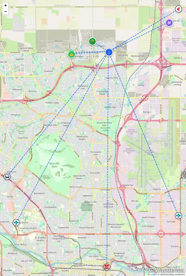 Daily accessibility map for 132 HOWSE CR NE, Calgary showing nearby schools, grocery stores, parks, LRT stations and nearby amenities