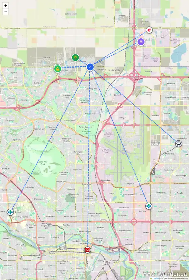 Daily accessibility map for 152 HOWSE CR NE, Calgary showing nearby schools, grocery stores, parks, LRT stations and nearby amenities