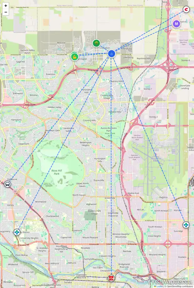 Daily accessibility map for 71 HOWSE CR NE, Calgary showing nearby schools, grocery stores, parks, LRT stations and nearby amenities