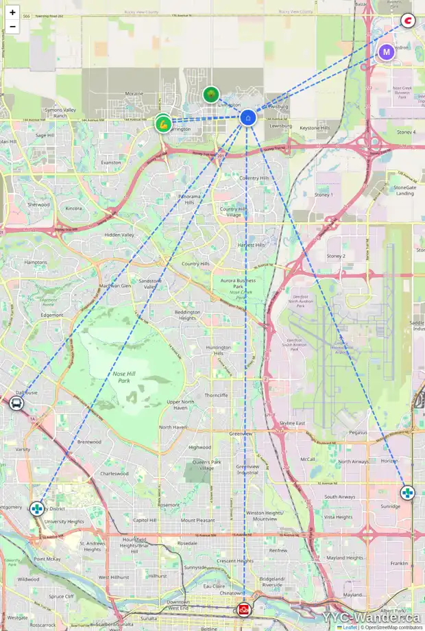 Daily accessibility map for 127 HOWSE CR NE, Calgary showing nearby schools, grocery stores, parks, LRT stations and nearby amenities