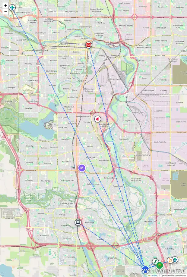 Daily accessibility map for 117 CRANBROOK PT SE, Calgary showing nearby schools, grocery stores, parks, LRT stations and nearby amenities
