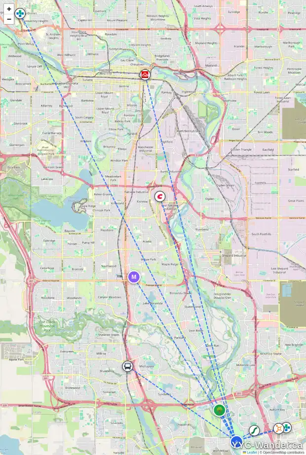 Daily accessibility map for 276 CRANBROOK PT SE, Calgary showing nearby schools, grocery stores, parks, LRT stations and nearby amenities