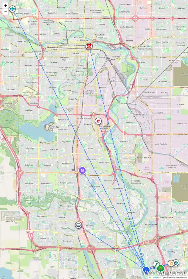 Daily accessibility map for 236 CRANBROOK PT SE, Calgary showing nearby schools, grocery stores, parks, LRT stations and nearby amenities