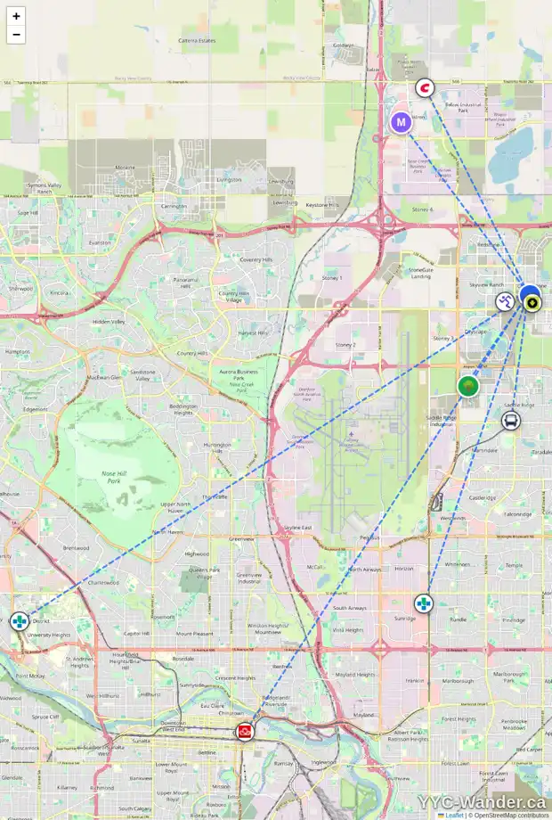 Daily accessibility map for 246 CORNERSTONE HT NE, Calgary showing nearby schools, grocery stores, parks, LRT stations and nearby amenities