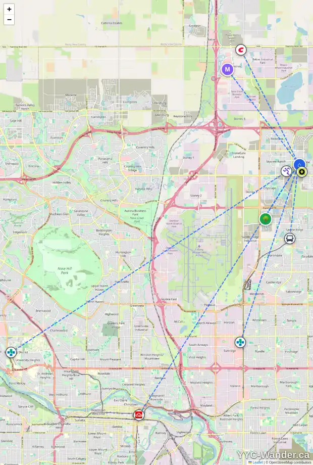 Daily accessibility map for 966 CORNERSTONE ST NE, Calgary showing nearby schools, grocery stores, parks, LRT stations and nearby amenities
