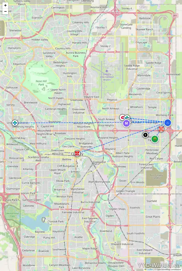 Daily accessibility map for 17 DEL RAY PL NE, Calgary showing nearby schools, grocery stores, parks, LRT stations and nearby amenities