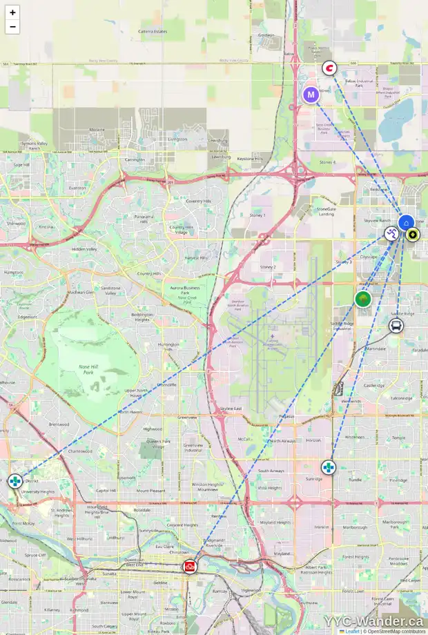 Daily accessibility map for 259 CORNERSTONE CR NE, Calgary showing nearby schools, grocery stores, parks, LRT stations and nearby amenities