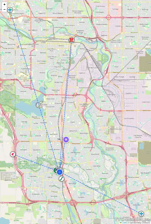 Daily accessibility map for 306 10 SHAWNEE HL SW, Calgary showing nearby schools, grocery stores, parks, LRT stations and nearby amenities