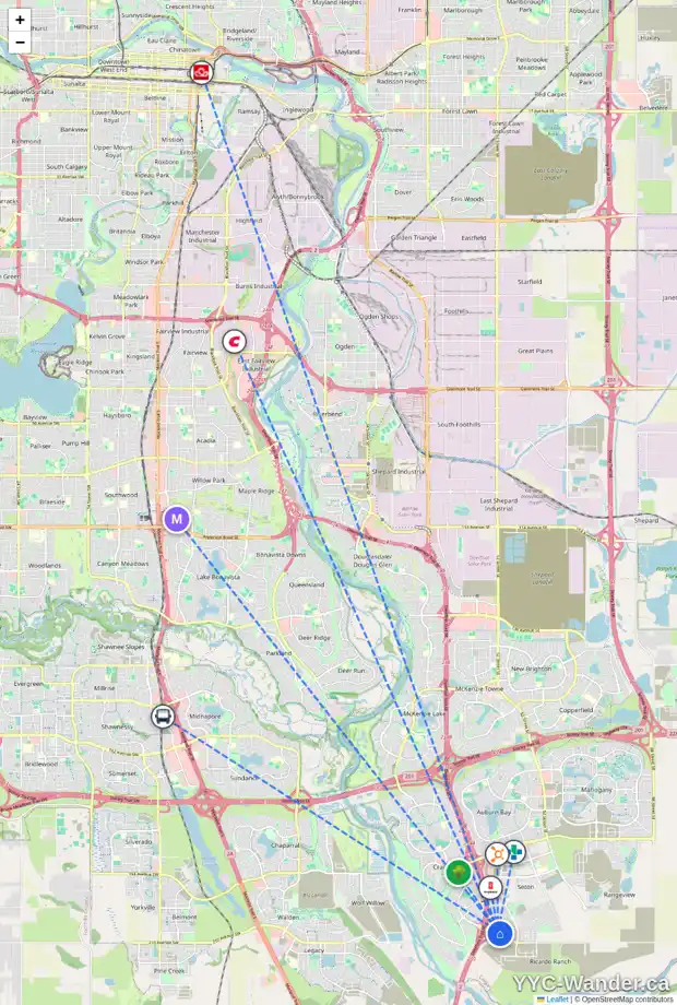 Daily accessibility map for 776 SETON CI SE, Calgary showing nearby schools, grocery stores, parks, LRT stations and nearby amenities
