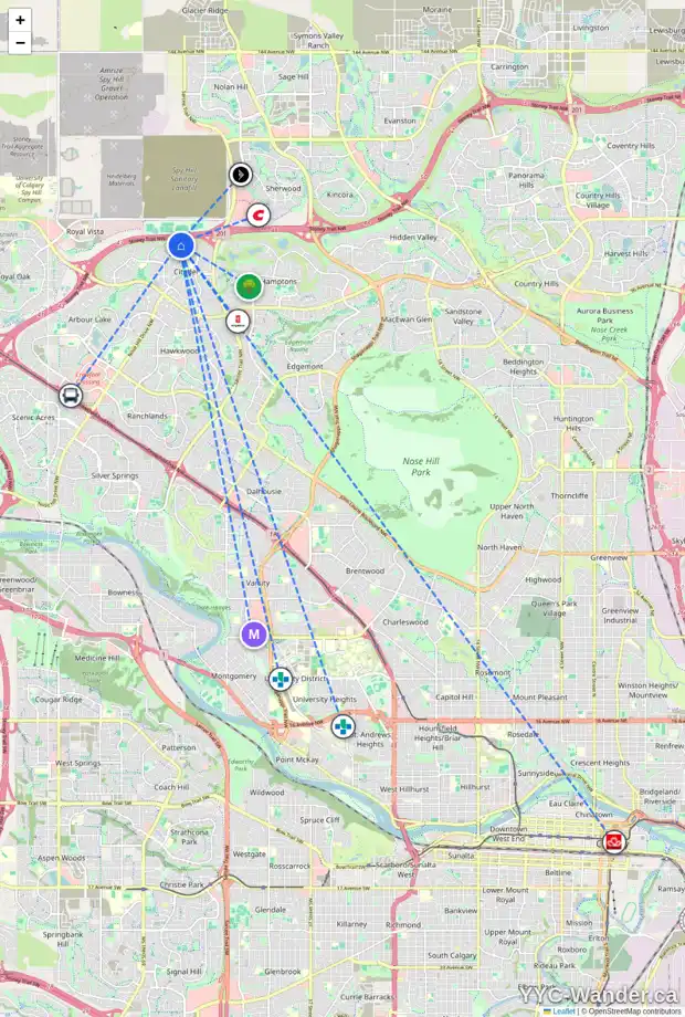 Daily accessibility map for 442 CITADEL MEADOW BA NW, Calgary showing nearby schools, grocery stores, parks, LRT stations and nearby amenities