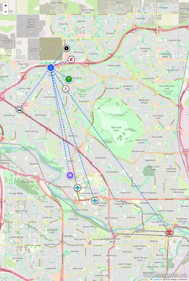 Daily accessibility map for 459 CITADEL MEADOW BA NW, Calgary showing nearby schools, grocery stores, parks, LRT stations and nearby amenities