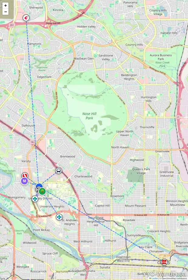 Daily accessibility map for 4084 KOVITZ LN NW, Calgary showing nearby schools, grocery stores, parks, LRT stations and nearby amenities