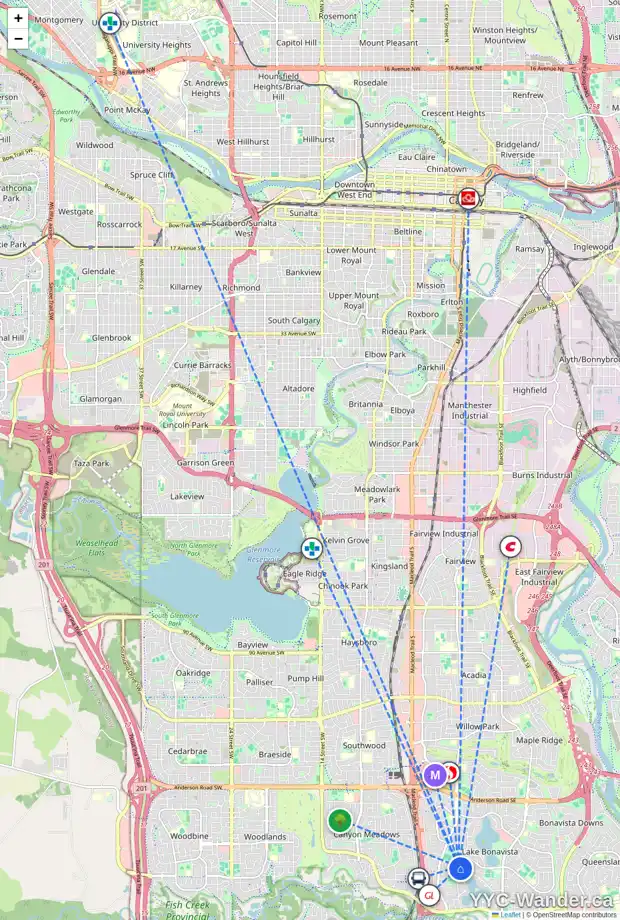 Daily accessibility map for 235 LAKE MEAD RD SE, Calgary showing nearby schools, grocery stores, parks, LRT stations and nearby amenities
