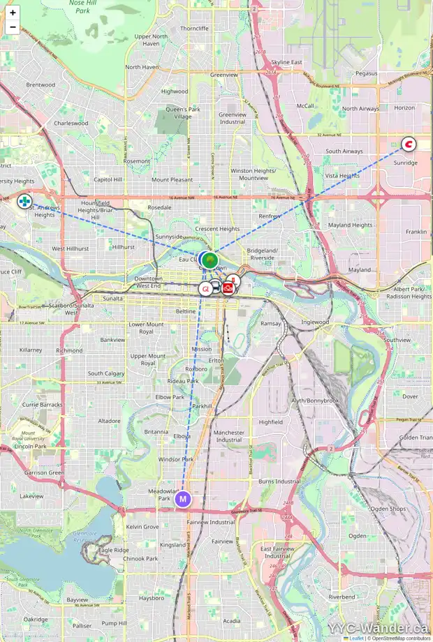Daily accessibility map for 409 138 WATERFRONT CO SW, Calgary showing nearby schools, grocery stores, parks, LRT stations and nearby amenities