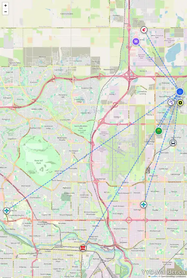 Daily accessibility map for 116 30 CORNERSTONE MR NE, Calgary showing nearby schools, grocery stores, parks, LRT stations and nearby amenities